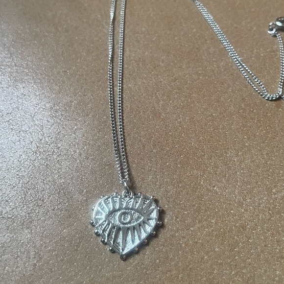 Heart Evil eye 🧿 Charm pendant necklace silver - Picture 3 of 6